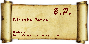 Bliszka Petra névjegykártya